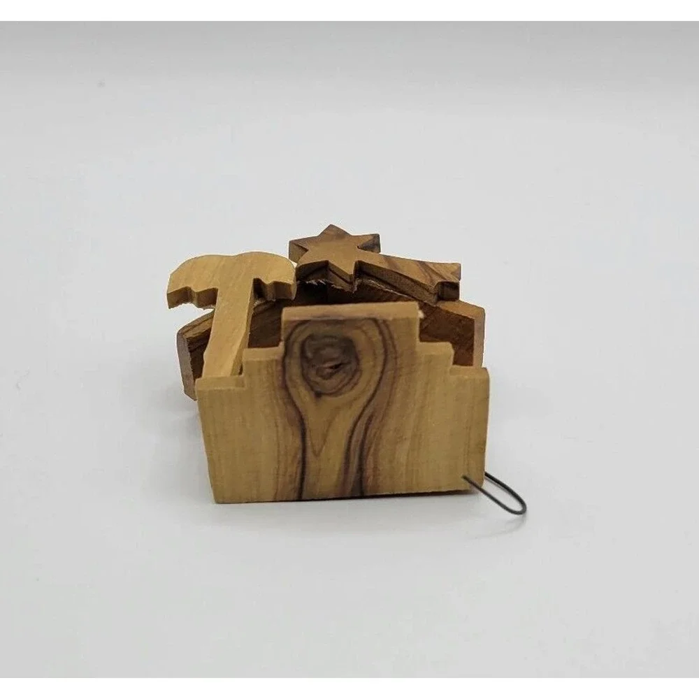 Vintage Wooden Nativity Scene Christmas Tree Ornament